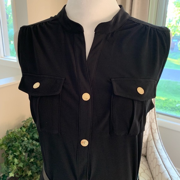 Michael Kors Black Military Style Snap Up Dress - Picture 2 of 8